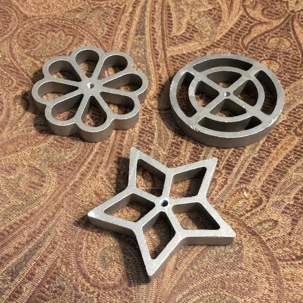 Aluminum Cookie Cutters and Press Set - Silver with Red Accents